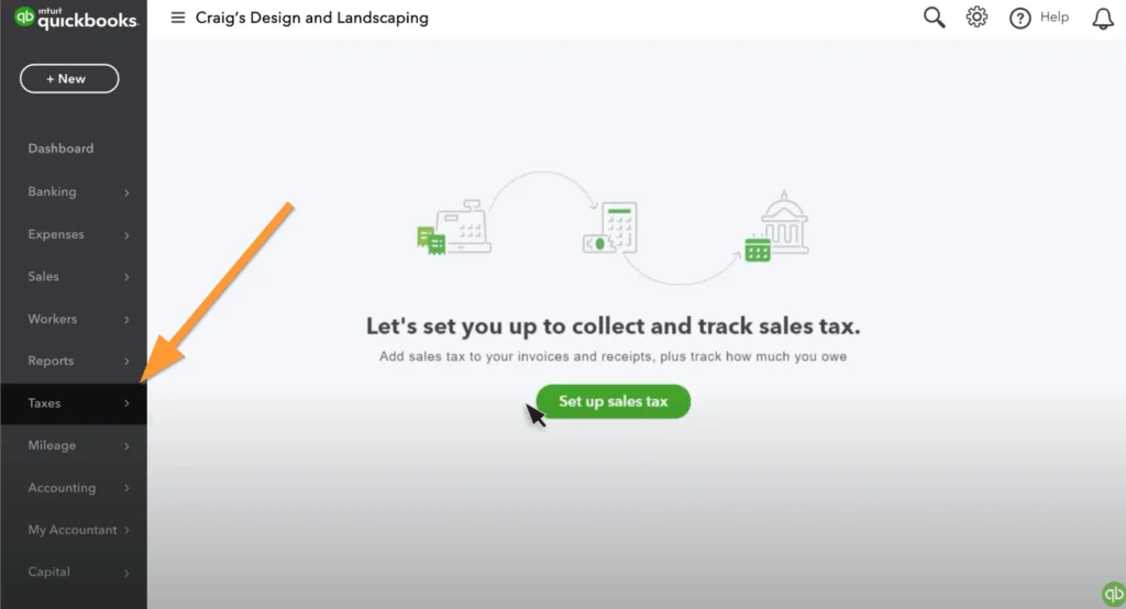 quickbooks online setup sales taxes